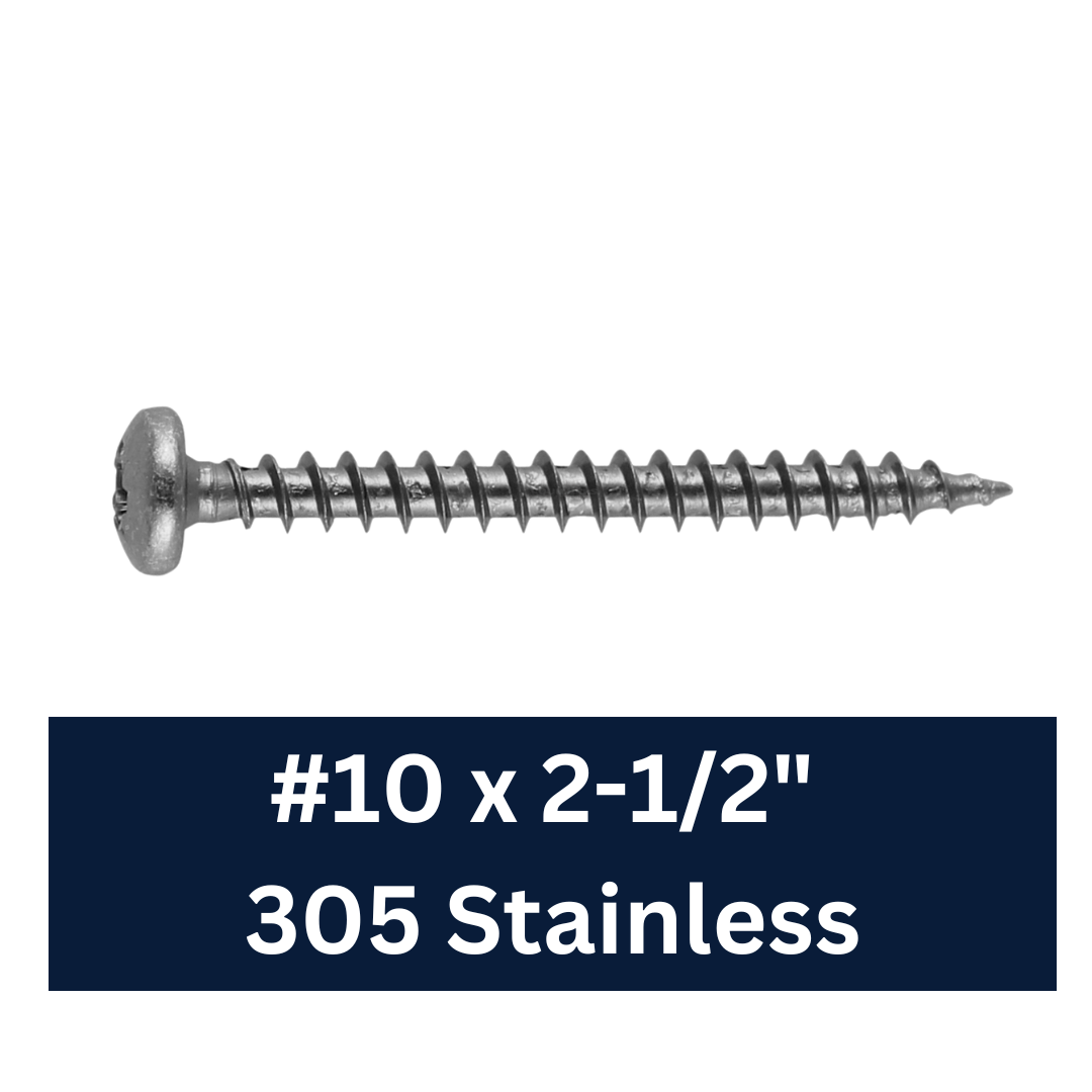 SunWalk Decking Screws | 2.5" #10 - 305 Stainless #2 Square Drive