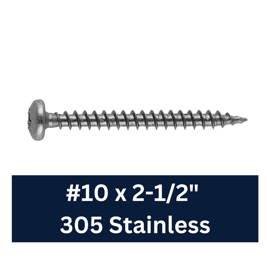 SunWalk Decking Screws |  2.5" #10 - 305 Stainless #2 Square Drive